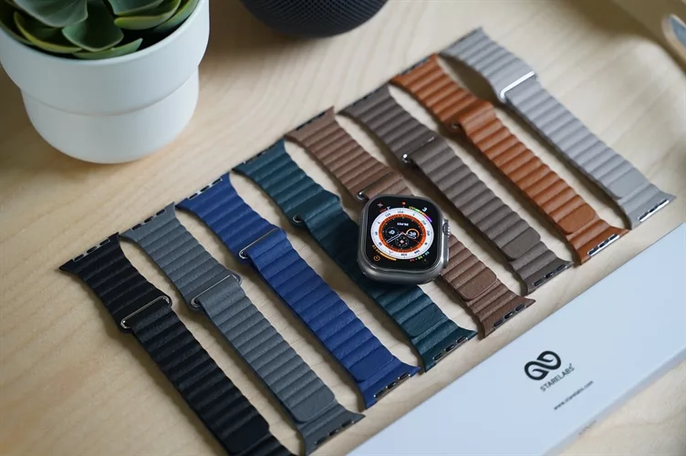 Saddle Brown Magnetic Leather Loop For Apple Watch 42MM 41MM 40MM Series 4 5 6 7 8 9 10 11 SE SE 2 Gen