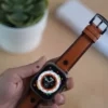 Tawny Tan Screw Design Leather Strap For Apple Watch 49 MM Series Ultra/Ultra 2/Ultra 3
