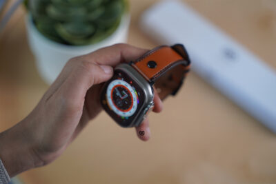 Tawny Tan Screw Design Leather Strap For Apple Watch 49 MM Series Ultra/Ultra 2/Ultra 3