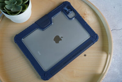 iPad Air 13 inch (M2 Chip 2024) Blue Bumper leather Case with transparent back and camera shutter 9 iPad Air 13 inch (M2 Chip 2024) Blue Bumper leather Case with transparent back and camera shutter