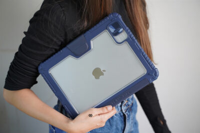iPad Air 13 inch (M2 Chip 2024) Blue Bumper leather Case with transparent back and camera shutter 11 iPad Air 13 inch (M2 Chip 2024) Blue Bumper leather Case with transparent back and camera shutter